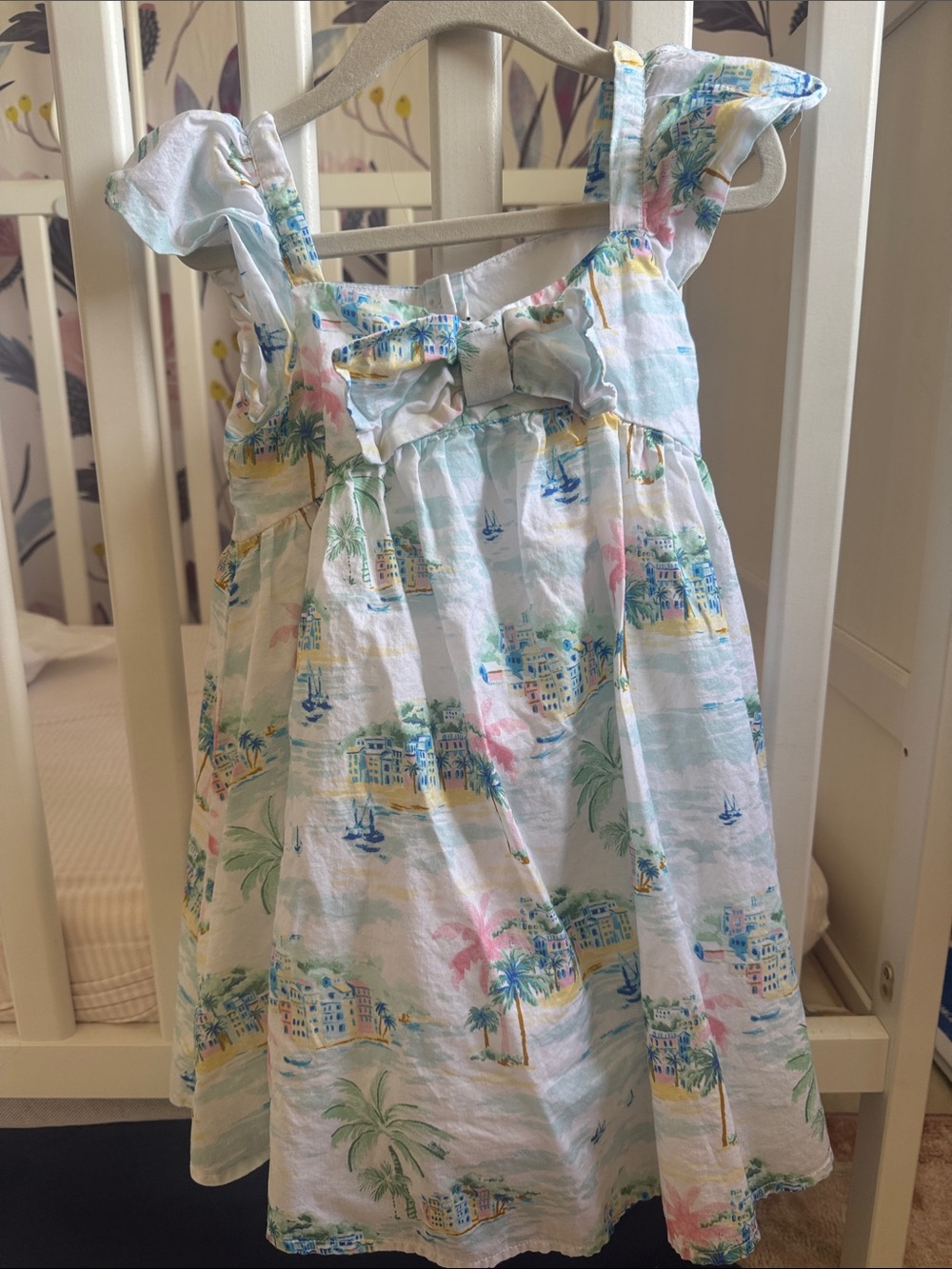 Janie and Jack White Tropical Bow Sundress with Pastel Accents